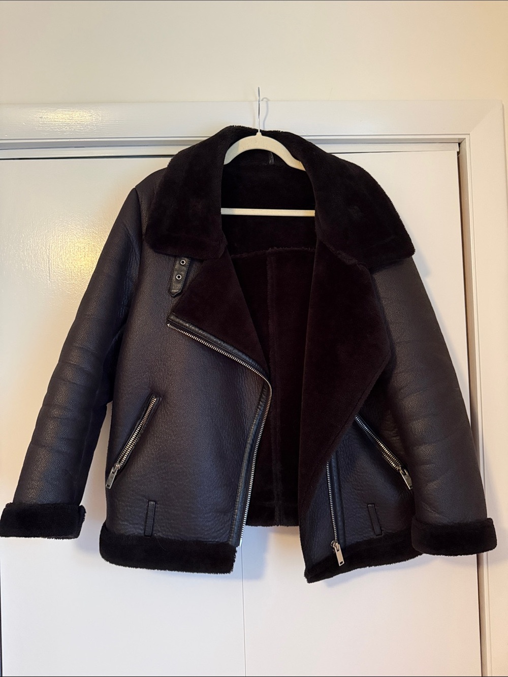 Black Faux Shearling Moto Jacket